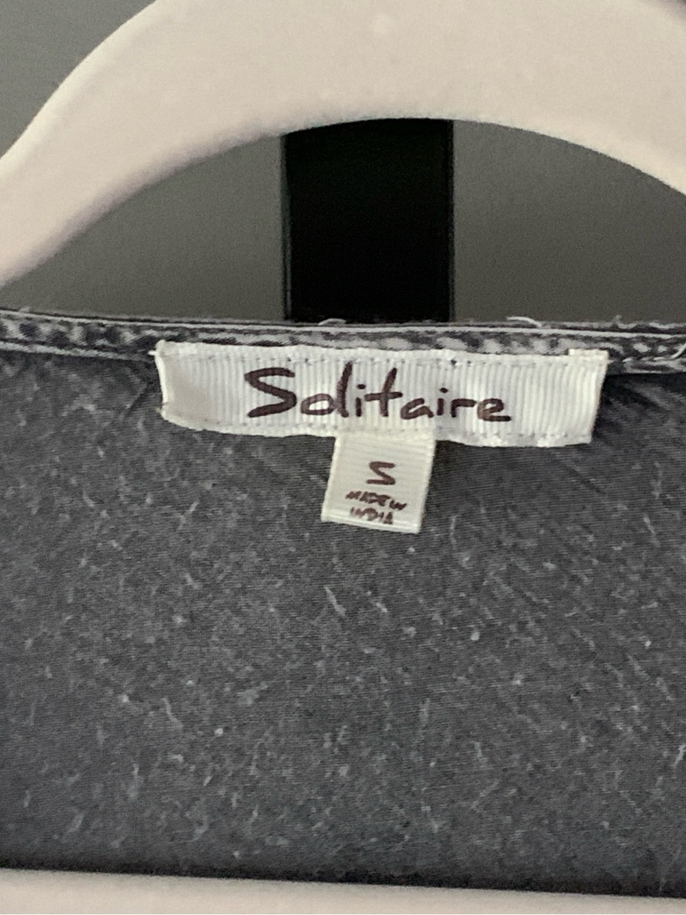 SOLITAIRE GRAY EMBROIDERED BOHO PEASANT TOP WOMENS BALLOON SLEEVES SZ SMALL VNTG - Picture 5 of 7